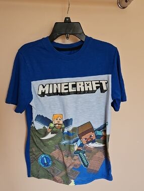 Minecraft Boys' Blue Short Sleeve Graphic Tee Size XL